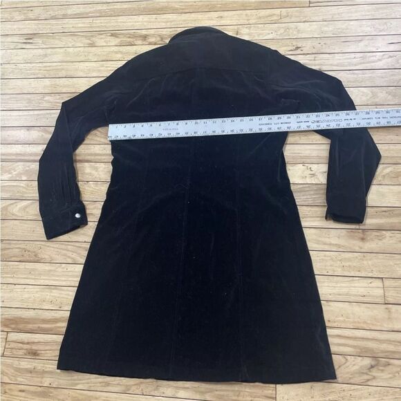 VTG EDDIE BAUER Velvet Shirt Dress Womens Snap Button Long Sleeve Collar Black L - Picture 7 of 13
